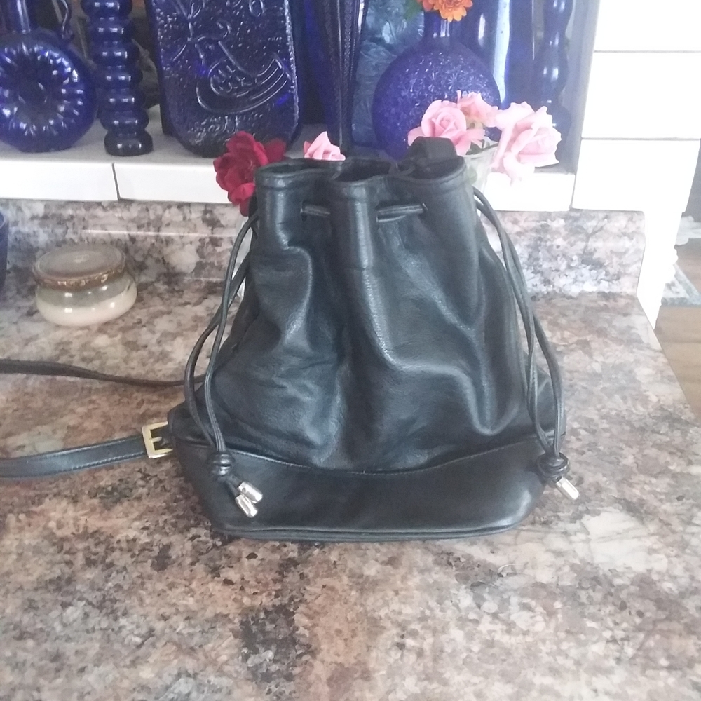 Gianni Bernini Leather Drawstring Bucket Bag
